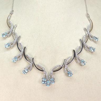 Pear Natural Blue Topaz Necklace