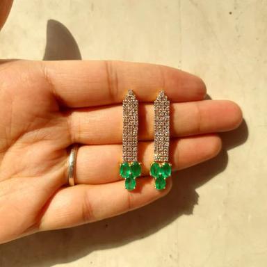 Natural Emerald And Diamond Earrings Excellent