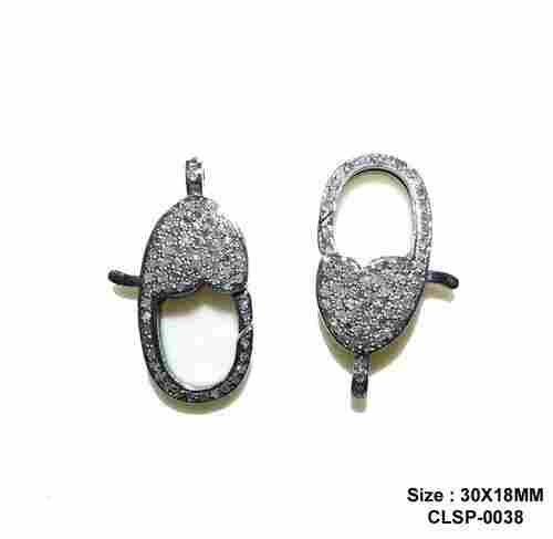 925 Starling Silver Handmade Pave Diamond Fancy Unique Clasp Lock