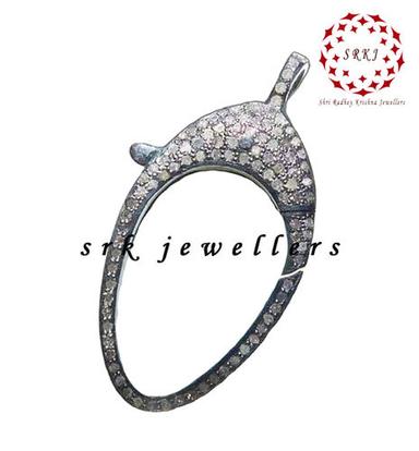 925 Starling Silver Handmade Pave Diamond Style Clasp Lock Finding