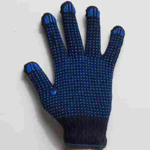 Blue Dotted Cotton Safety Hand Gloves