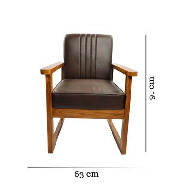 Adhunika Wooden Living Room Chair With Leather Seat Chair