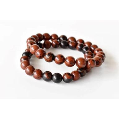 Round Mahogany Obsidian Beaded Gemstone Bracelet