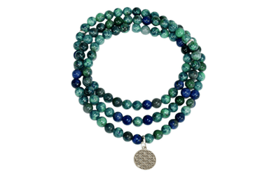 Green Azurite Malachite Beads Mala Bracelet