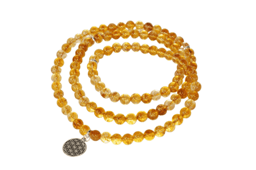 Citrine Beads Mala Bracelet, 108 Prayer Beads Necklace
