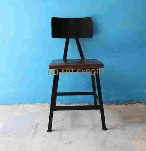 Industrial Dining  Chair With Wooden Top And MS Iron Frame