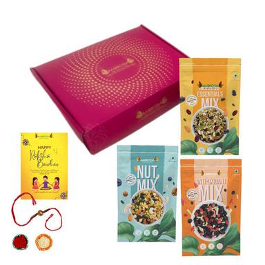 As Per Image Ambrosia Healthy Trail Mixes Gift Hamper With Rakhi Tikka And Greeting Card