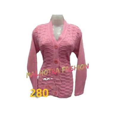 Pink Ladies Long Woolen Sweater
