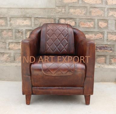 Leather Single Seater Chesterfield Sofa With Canvas