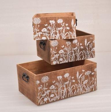 Wooden Caddy Flower Painted