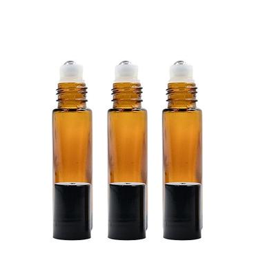 As Per Requirement Amber Glass Roll On Bottle With Steel Roller And Black Cap
