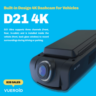 Built-in Design 4K Dashcam for vehicles (VUEROID D21 4K