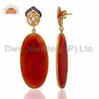 CZ Red Onyx Gemstone Earrings Jewelry For Womens