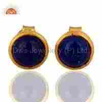 Lapis Lazuli Gemstone Gold Plated Silver Stud Earrings Supplier