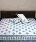 Cotton hand block printed white bed sheet