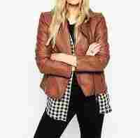 Ladies Tan Leather Jacket
