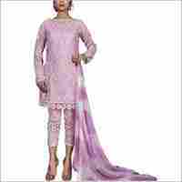 Baby Pink Viscose Satin Designer Pakistani Suit