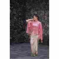 Dhoti Skirt with Pink Jute Cape
