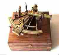 Solid Brass Sextant With Wooden Box