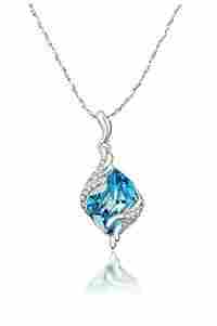 Crystals from Swarovski Angel Guardian Silver Blue Crystal pendant