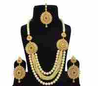 Latest Bollywood Classic Style Antique White Ruby and Pearl Reverse American Diamond AD Necklace Set / Neck Piece / Bridal Set