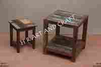 Recycled Wooden Stool & Table Set
