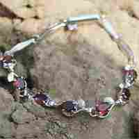 Oval Natural Garnet Sterling Silver Jewelry 925 Bracelet