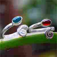 Oval Carnelian and Green Onyx Gemstone 925 Silver Toe Ring
