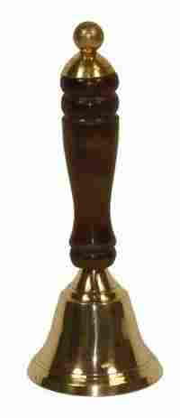 Brass Bell Wooden Handle Plain Brass
