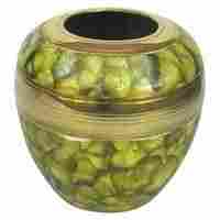 Round Green Brass Vase