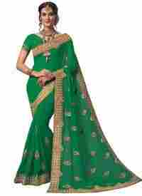 geometric embroidered Georgette saree collection