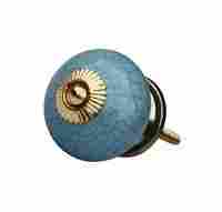 Ceramic Knobs Pulls Handmade in Turquoise Blue with Crackled Effect
