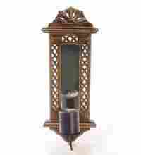 Beautiful Hand Carved Wooden Wall Hanging Miror Reflection Candle Holder