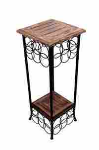 Wrought Iron End Table (Brown, 11x11x31 inch)