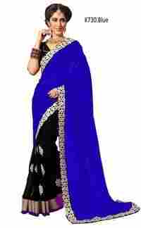 Simple Embroidered and Embellished Georgette saree