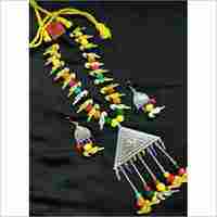 Oxidised Metal Multicolored Bird Necklace Set