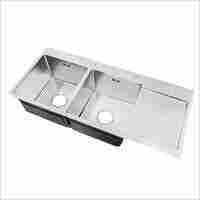 Matte Finish Stainless Steel Sink Double Bowl With Drain Board