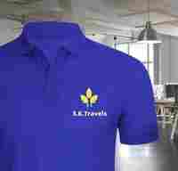Polo Neck Cotton T-shirt With Logo On Chest