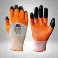 Orange Black Nitrile Coated Gloves