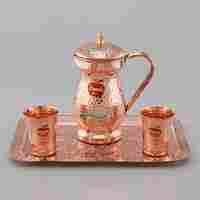 Copper Jug With Glass Set