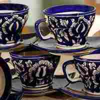 Hand Painted Ceramic Cups And Saucer