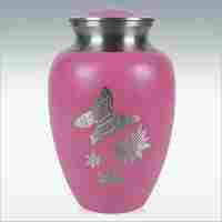 Round Aluminium Pink Cremation Urn