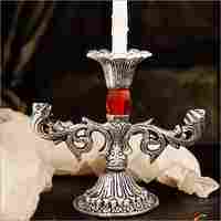 Jiya Silver Polished Candle Stand