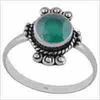 Green Onyx Natural Gemstone 925 Sterling Solid Silver Round Cut Stone Handmade Ring