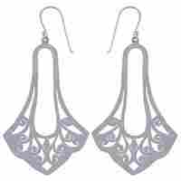 HANDCARFTED FLIGREE PLAIN 925 STERLING SOLID SILVER EARRINGS
