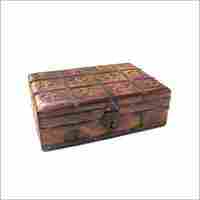  9x6x3 इंच प्राचीन लकड़ी का बक्सा