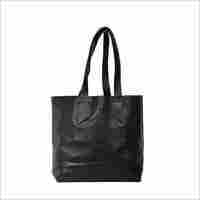 Black Genuine Leather Tote Shoulder Bag for Women