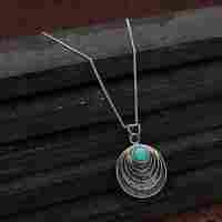Arizona Turquoise Spiral Boho Silver Pendant
