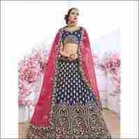 Heavy Multi Zari Embroidery and Daimond Fancy Border in Silk Fabric Lehenga with Silk Blouse and Net Embroidered Dupatta