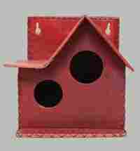 Handcrafted DH Birdhouse Red Color Made of Leather Vegan Leather Synthetic Leather